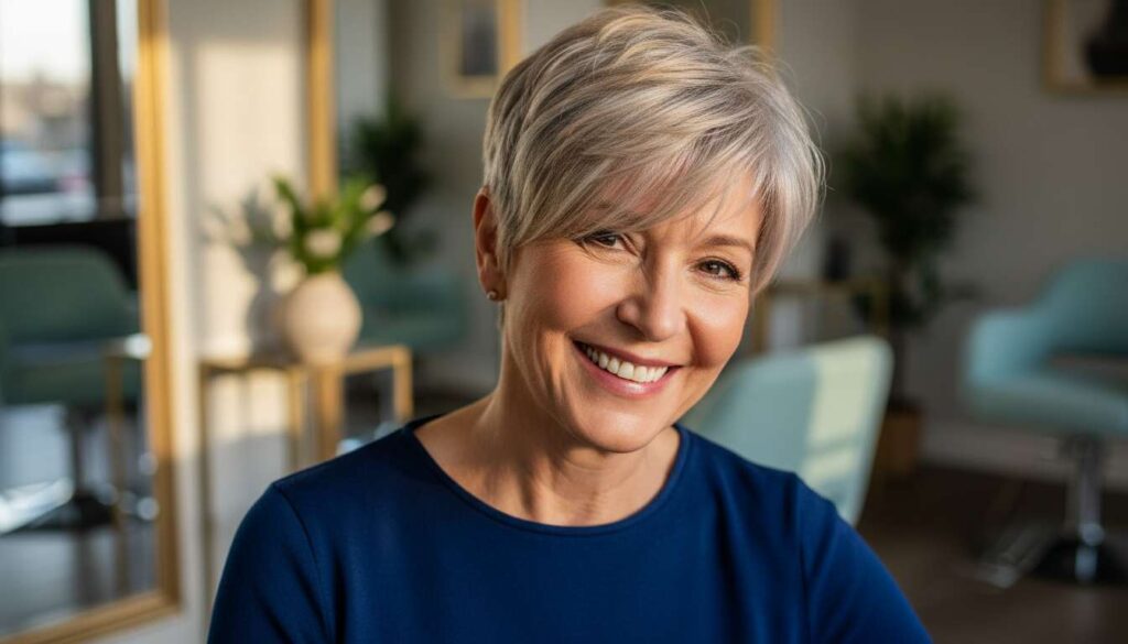 Pixie cut z grzywką po 50-tce: fryzjerzy tłumaczą, dlaczego ten wariant wyszczupla twarz